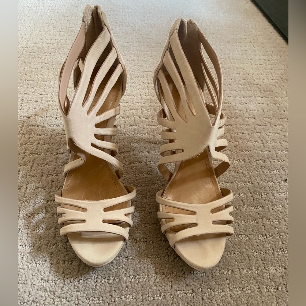 Schutz cagey strappy heel sandal nude
